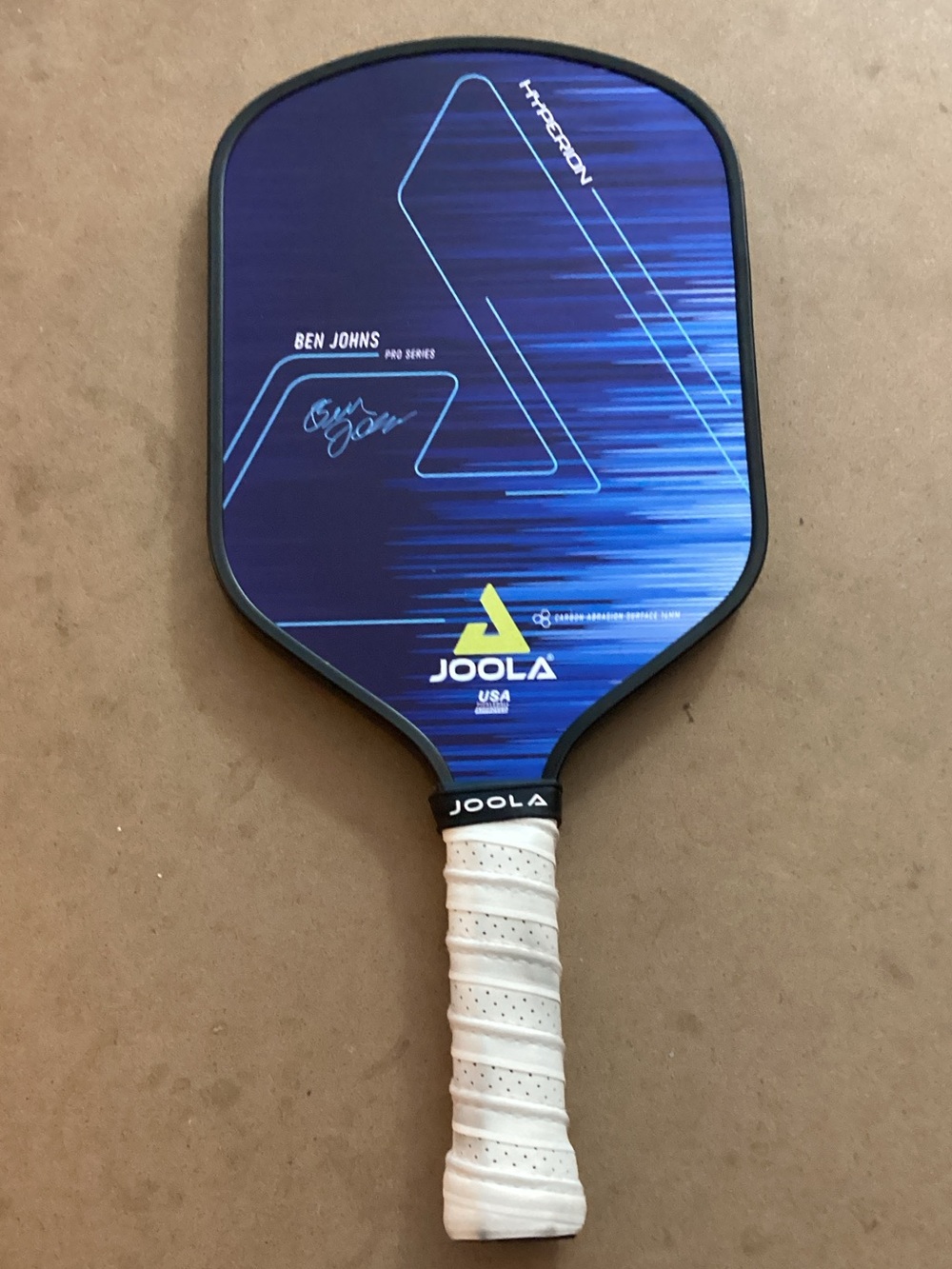 Ben JOHNS Hyperion 16 MM JOOLA Blue Graphic Pickleball Paddle with White Grip
